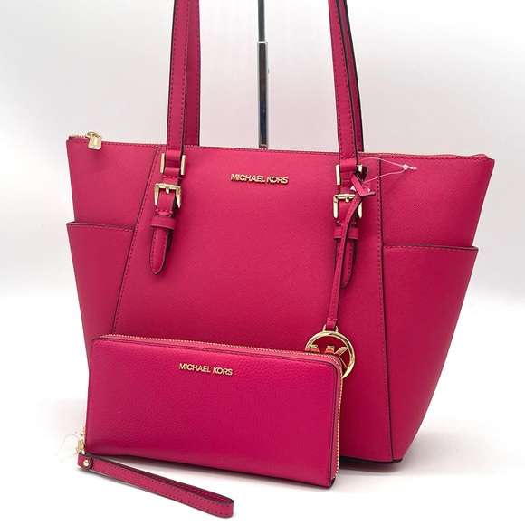 Michael Kors Large Charlotte Tote Bag & Continental Wallet Wristlet - Picture 1 of 10